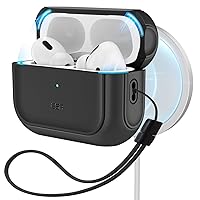 ESR for AirPods Pro 2nd Generation Case (HaloLock), Compatible with Airpods Pro Case 2nd/1st Gen (2023/2022/2019), Compatible with MagSafe, Full Drop Protection Cover with Lanyard, Black