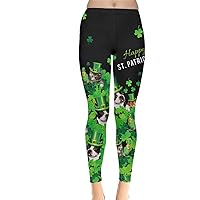 CowCow Womens Stretchy Pants Green Shamrock St Patricks Day Clover Leaves Leprechauns Leggings, XS-5XL