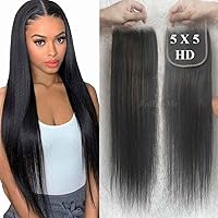 5X5 Pre Plucked Invisible Swiss Lace Closure For Women 8 Inch Straight HD Transparent Lace Closure Human Hair Brazilian Virgin Hair Pieces