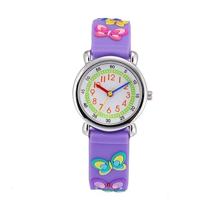 Jewtme Kids Time Teacher Watches 3D Cute Cartoon Silicone Children Toddler Butterfly Wrist Watches for Ages 3-10 Boys Girls Little Child