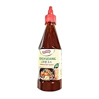 Shirakiku Gochujang Hot Sauce | Korean Non-GMO With Soybean, Tapioca Syrup Base and Salt | Perfect for Authentic Asian Cuisine | Convenient Squeezable Bottle with Twist Cap 18 oz