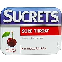 Sucrets Sore Throat Lozenges | Wild Cherry Flavor | 18 Count Each | Pack of 5