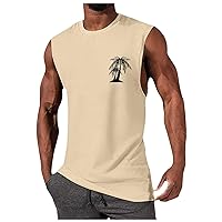 Beach Shirts for Men 2024 Regular Big and Tall Hawaii Print Sleeveless Tank Tops Summer Casual Workout Outdoor T-Shirt