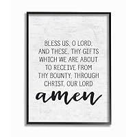 Bless Us O Lord Before Meal Prayer Subtle Birch Typography Black Framed Wall Art, 11 x 14, Design by Artist Lettered and Lined