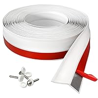 Garage Door Seal Top and Sides Seal Strip, 34FT Rubber Weather Stripping Replacement, Weatherproofing Garage Door Seals with Adhesive Backed, White