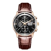 REEF TIGER Luxury Dress Watch Genuine Leather Strap Rose Gold Automatic Watches for Men RGA1699