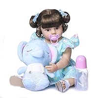 iCradle Angelbaby Realistic Reborn Baby Dolls 22 Inch Weighted Reborn Girl Doll Silicone Full Body Bathable Newborn Bebes Doll with Clothes and Aeccesories Gift Sets (Lt Blue 2007)