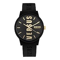 Versus Versace Mens Barbes Fashion Watch with Versus Branding. Adjustable Water-Proof Silicone Strap. Includes Travel Gift Pouch.