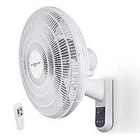 16 Inch Wall Mount Fan with Remote Control, Garage Fan, High Velocity Wall Fan, 70 Degree Oscillating Wall fan with Remote, 3 Speed, Adjustable Tilt, ETL, White