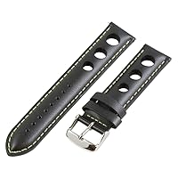 Clockwork Synergy, LLC 26mm Rally 3-hole Smooth Black / L Green Leather Interchangeable Replacement Watch Band Strap