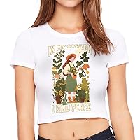 in My Garden I Find Peace Women's Cropped T-Shirt - Print Crop Top - Garden Cropped Tee
