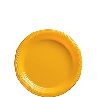 Yellow Sunshine Round Disposable Plastic Plates - 7