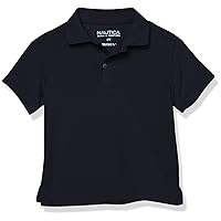 Boys' School Uniform Short Sleeve Polo Shirt, Button Closure, Moisture Wicking Performance Material