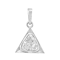 0.50 CTW Natural Diamond Polki Triangular Solitaire Pendant 925 Sterling Silver Platinum Plated Slice Diamond Jewelry