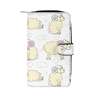 Cute Sheep with Clouds Printed Wallet RFID Blocking Credit Card Holder Wallet Travel Slim Clutch Gift for Men Women