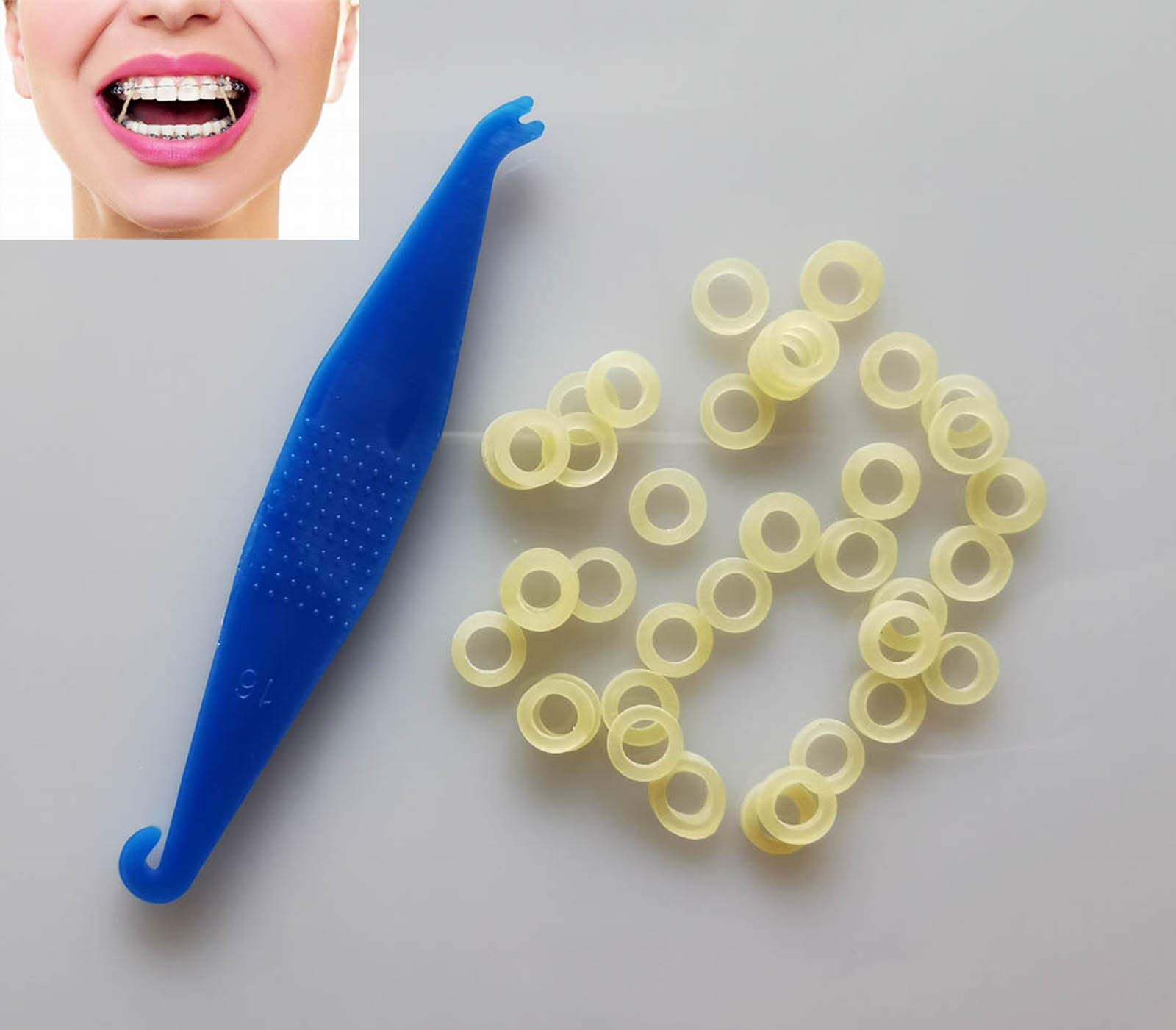 100 Pcs DentalSmile Amber 3.5oz 1/8 Elastic Latex Braces Rubber Bands Medium Dental Orthodontic Latex Bands Dentist Great for Dreadlocks, Braids, Top Knots Free Elastics Placer