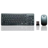 Wireless Keyboard and Mouse Combo, Compact Quiet Wireless Keyboard and Mouse Set 2.4G Ultra-Thin Sleek Design for Windows, Computer, Desktop, PC, Notebook, Laptop (Grey)