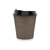 80 Pack 10 oz Paper Coffee Cups, Insulated Ripple Wall Paper Cups with Lid and Straws, Three Layer Insulated Hot Beverage Cups for Cold/Hot Drinks, Coffee Cups for Parties, Picnic, and Travel.