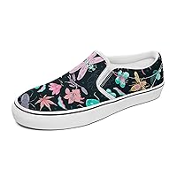 Flowers5 Women's and Man's Slip on Canvas Non Slip Shoes for Women Skate Sneakers (Slip-On)