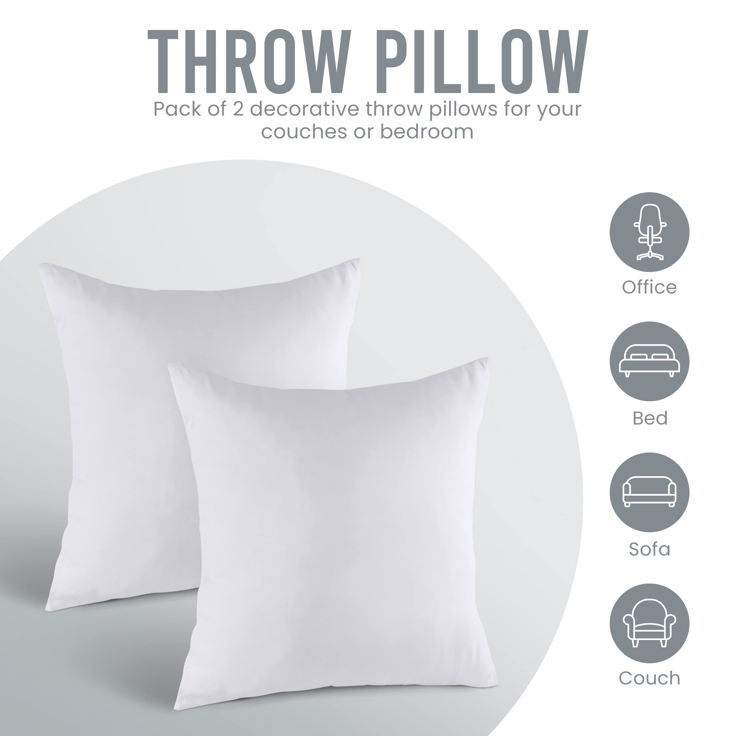 Mua Utopia Bedding Throw Pillows Insert (Pack of 2, White) - 20 x ...