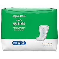 Amazon Basics Incontinence Guards for Men, Maximum Absorbency, 52 count, White (Previously Solimo)