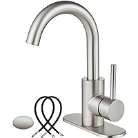 Midanya Wet Bar Sink Faucet,Single Handle Bathroom Kitchen Faucet 1 Hole Faucet Swivel Spout Farmhouse RV Small Vanity Lavatory Bath Utility Faucet with Deck Plate,Brushed Nickel