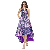 Camouflage High Low Country Wedding Reception Party Dresses Halter Formal Evening Dress