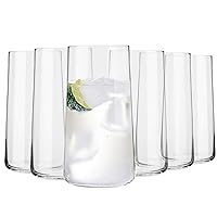 Krosno Tall Water Juice Drinking Glasses | Set of 6 | 18.3 oz | Avant-Garde Collection | Highball & Tumbler Crystal Glass | Home Restaurants and Parties | Dishwasher Safe | Gift Idea | Made in EU