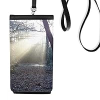 Dark Green Forestry Science Nature Scenery Phone Wallet Purse Hanging Mobile Pouch Black Pocket