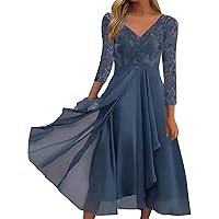2024 Spring Elegant Lace Patchwork Party Dress,Wedding Guest Dresses for Women,Irregular Hem Trendy Short Sleeve Formal Dress