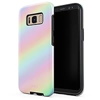 Compatible with Samsung Galaxy S8 Case Pastel Rainbow Unicorn Colors Ombre Pattern Holographic Dye Pale Tumblr Kawaii Aesthetic Shockproof Dual Layer Hard Shell + Silicone Protective Cover