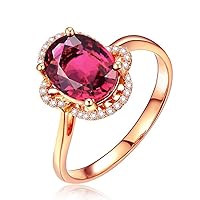 Unique Elegant Pink Tourmaline Solid 14K Rose Gold Natural Diamond Wedding Ring Set