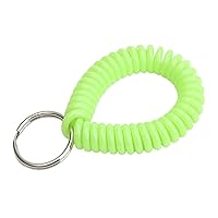 Lucky Line 2” Spiral Wrist Coil with Steel Key Ring, Flexible Wrist Band Key Chain Bracelet, Stretches to 12”, Neon Green, 1 PK (410461)