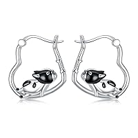 Cat/French Bulldog/Koala/Panda/Elephant/Pig/Penguin/Dolphin/Octopus/Shark/Butterfly/Bat/Hedgehog Earrings for Women Sterling Silver Animal Hoop Earrings Jewelry Gifts for Animal Lovers