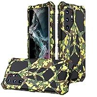 Galaxy S22 Ultra 5G Case Tough Military Protective Metal Cover for Samsung S22ultra Built-in Shock Proof Silicone - Camo