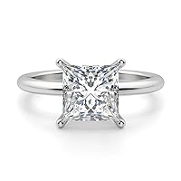 1.16 CT Princess Cut VVS1 Colorless Moissanite Engagement Ring, Wedding/Bridal Ring Set, Solitaire Halo-Hidden Sterling Silver Vintage Antique Anniversary Promise Ring