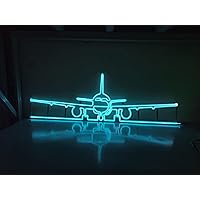 Handmade Airplane EL Wire Neon Sign, Airplane Wall Art, Airplane Decor, Glowing Plane Sign, Neon Art, Night Light, Home Decor, Wall Art (Purple(dim))