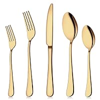 Gold Silverware Set, 20-Piece Flatware Set Stainless Steel Cutlery Kitchen Utensil Set Tableware Service for 4