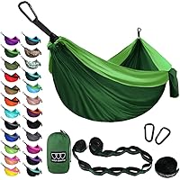 Camping Hammock - XL Double Hammock Portable Hammock Camping Accessories Gear for Outdoor Indoor with Tree Straps, USA Based Brand (Green)
