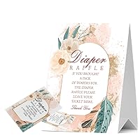 Floral Baby Shower Diaper Raffle Tickets Baby Shower Invitation Set, Diaper Rash Set, Baby Shower Game, Unisex Boy or Girl,Pack of 1 Logo and 50 Cards - JRM250