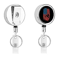 USA Flag Motocross Dirtbike Funny Badge Holder with Retractable Reel Clip Metal Id Badges Lanyard for Nurse Doctor Office