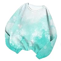 Womens Oversized Tie Dye Sweatshirt Fleece Crew Neck Pullover Sweaters Casual Comfy Fall Fashion Outfits Clothes 2023