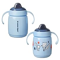 Tommee Tippee Superstar Trainer Sippy Cup for Toddlers, INTELLIVALVE Leak-Proof & Shake-Proof (10oz, 6+ Months, 2 Count), Blue