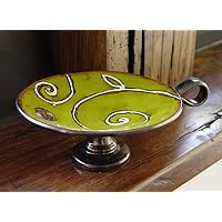 Handmade Green Ceramic Candle Holder - Floral Decor - Table Centerpiece - Danko Pottery