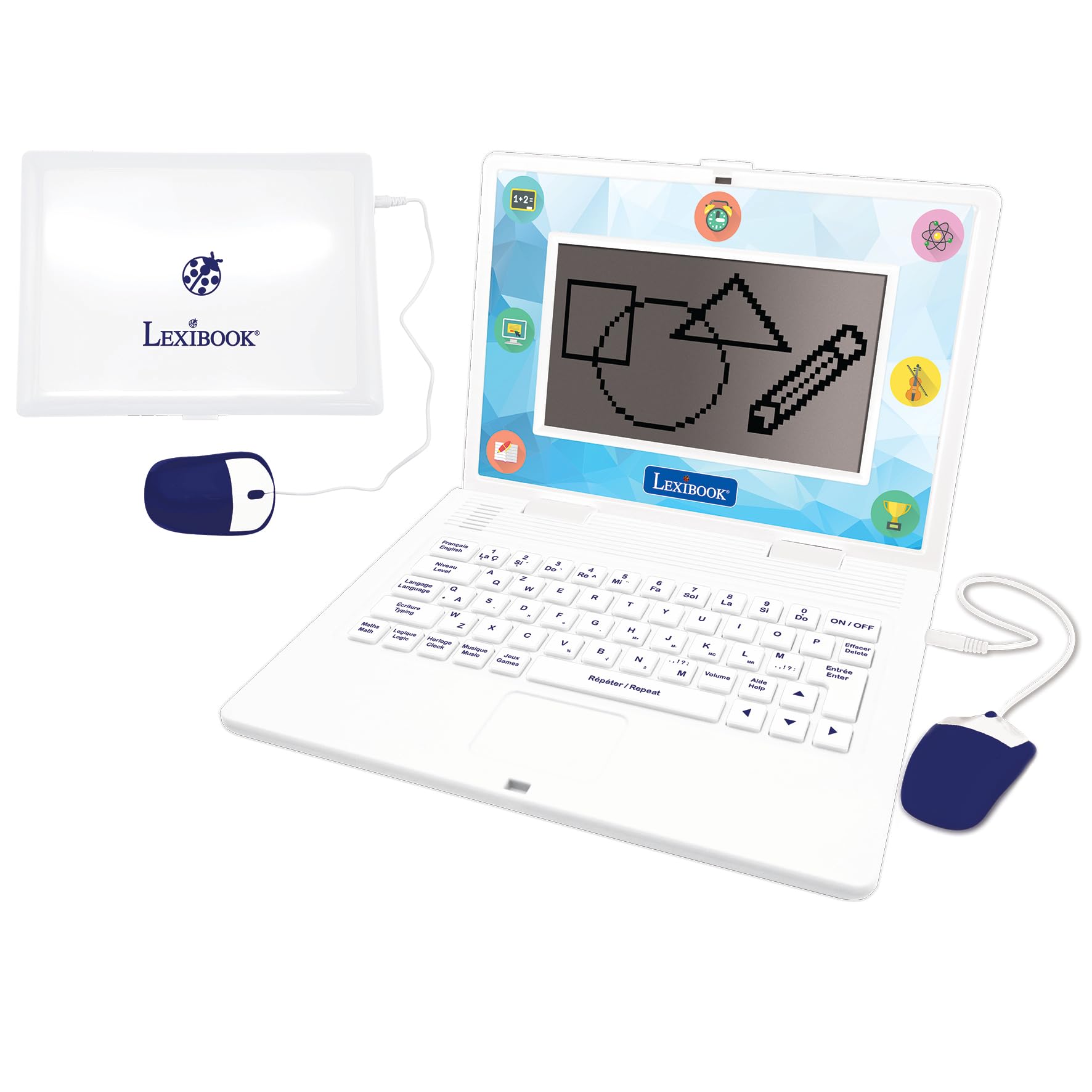 Lexibook - Bilingual and Educational Laptop English/Spanish - Toy for Children, 170 Activities to Learn Languages, Mathematics, Logic, Clock Reading, Play Games and Music, Large Screen - JC599i2