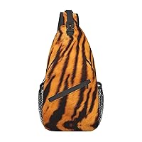 Tiger Striped Pattern Sling Backpack, Multipurpose Travel Hiking Daypack Rope Crossbody Shoulder Bag