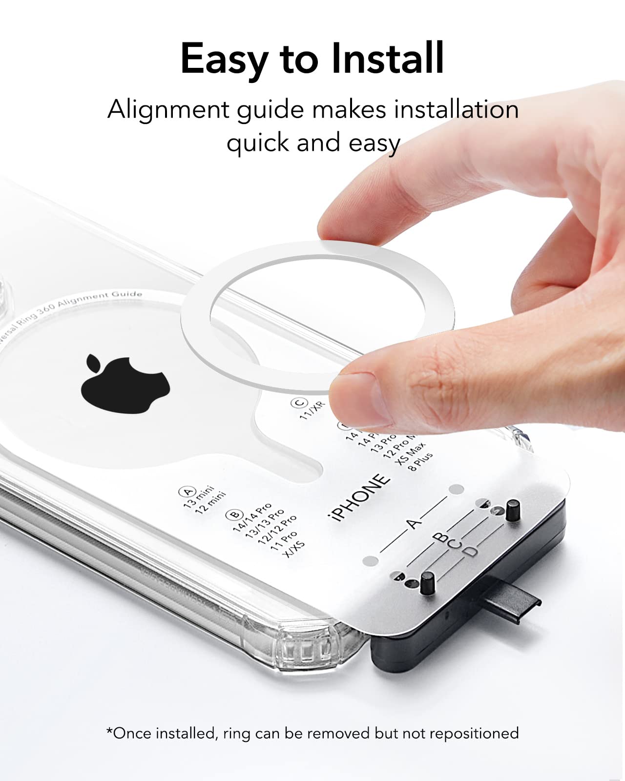 ESR MagSafe Ring 360 (HaloLock), MagSafe Sticker, MagSafe Magnet, Universal Magnetic Conversion Kit for iPhone 14/13/12/11/X Series, Galaxy S23/S22/S21/20 and More, 2 Pack, MagSafe Accessories, White
