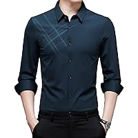 Men's Long Sleeve Casual Business Shirt Slim Fit Wrinkle-Free Formal Shirt Stylish Dress Shirts Stretch