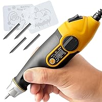 UTOOL Engraver Pen with Letter/Number Stencil, 24W Handheld Etching Tool for Wood Metal Glass Engraving with 4 Replaceable Tungsten Carbide Steel Bits, Includes Halloween Stencil, Christmas Stencil