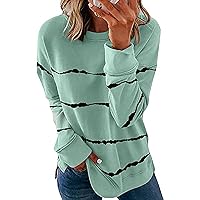 ZEFOTIM Tunic Tops for Women,Spring Casual Striped Contrast Color Shirt Tops Stylish Long Sleeve O-Neck Tunic Blouse Tees